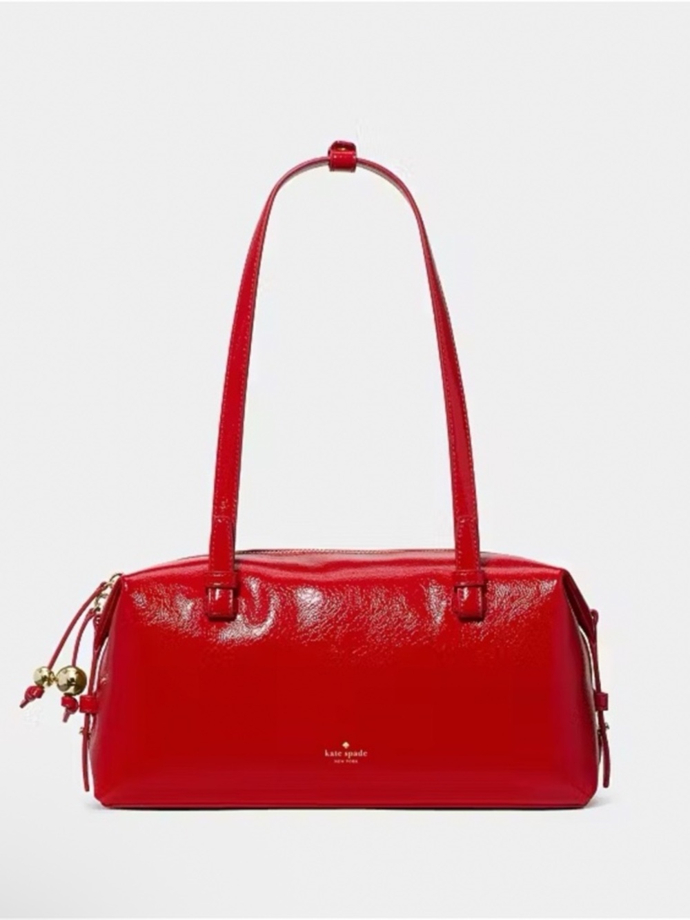 Kate Spade Billie Shiny Leather Shoulder Bag Ks Bright Red